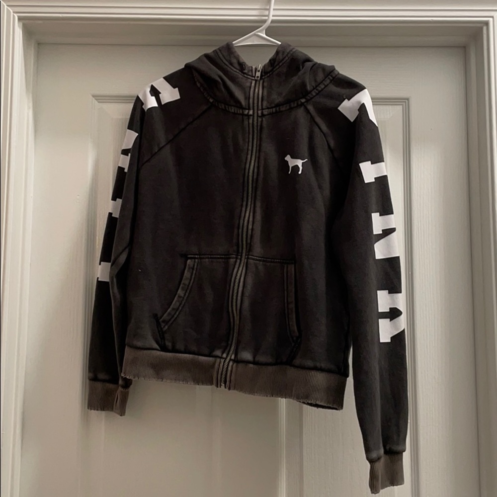 Pink Victoria’s Secret size medium gray zip up